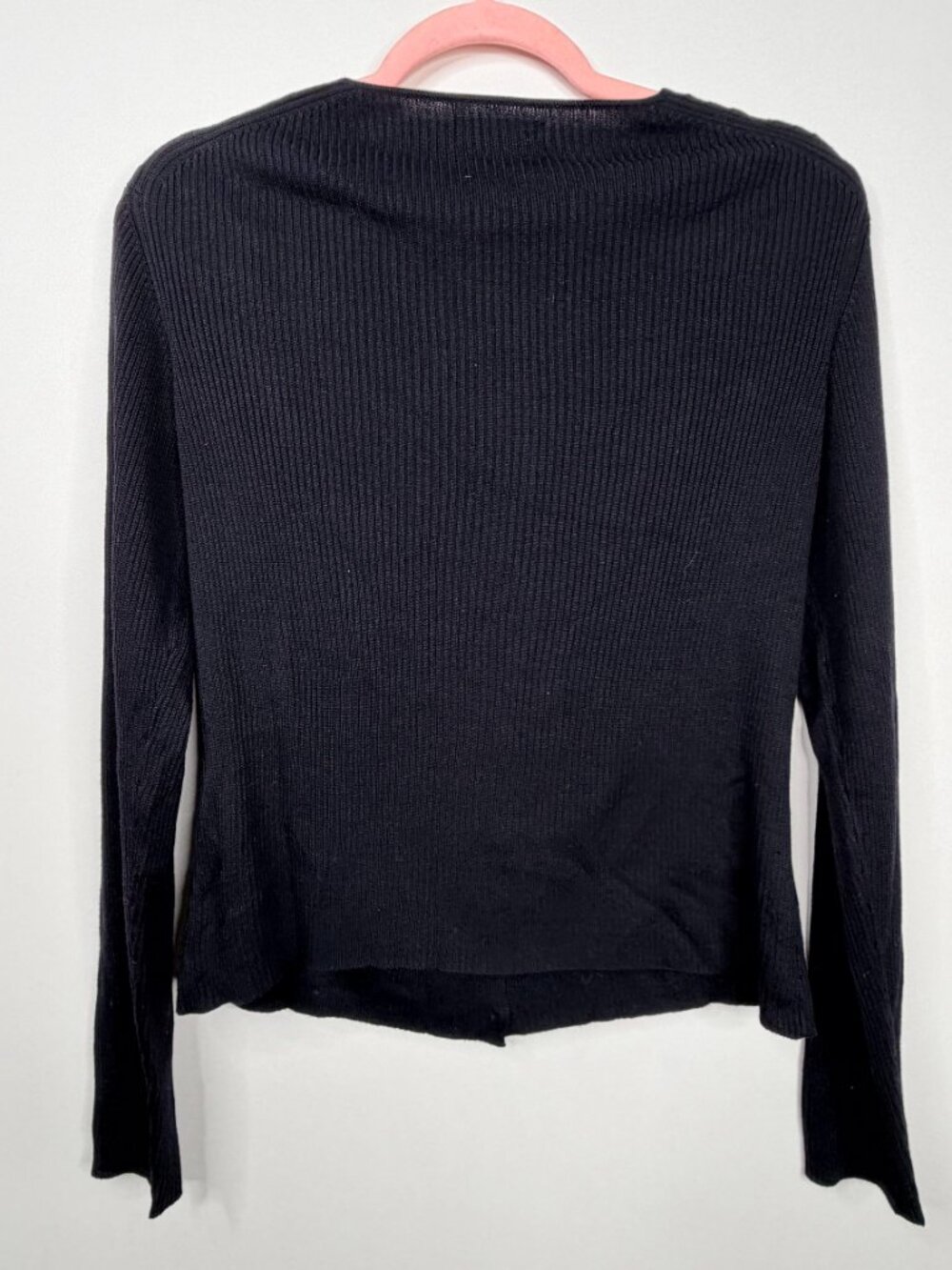Banana Republic Silk Ribbed V-Neck Cardigan Black Large #A3204 - Picture 3 of 5